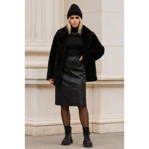 Plein Sud  Vintage Vegan  Black Leather Pencil Skirt 8